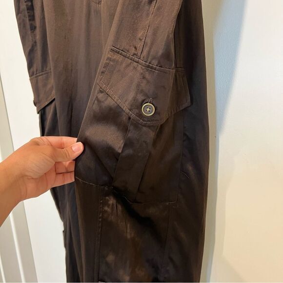 Chico's Casablanca Brown Silk/Cotton Blend Satin Cargo Joggers Sz. 3 (XL/16) - Picture 6 of 15